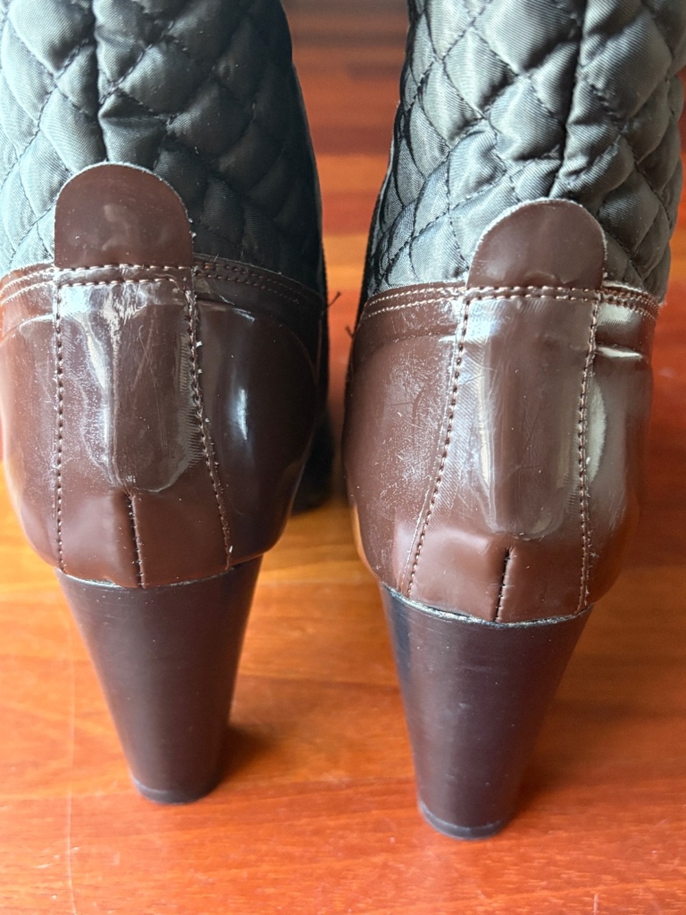 Andre Assous Brown Quilted Patent Leather Winter Mid-Calf Boots - NWT - Picture 3 of 11